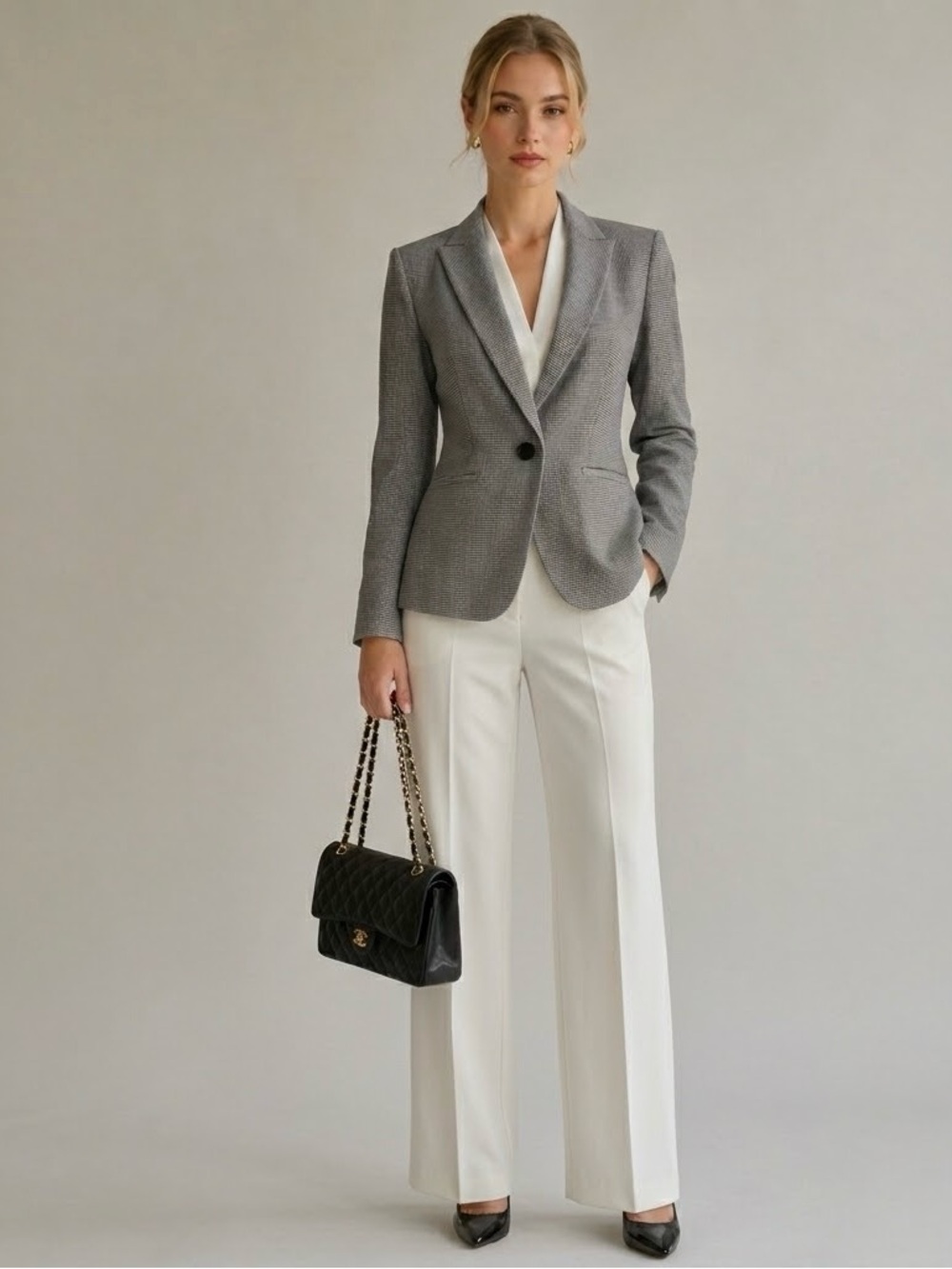 Talbots Houndstooth Prince of Wales Check Blazer Tailored Career Jacket Preppy 4 - Picture 3 of 8